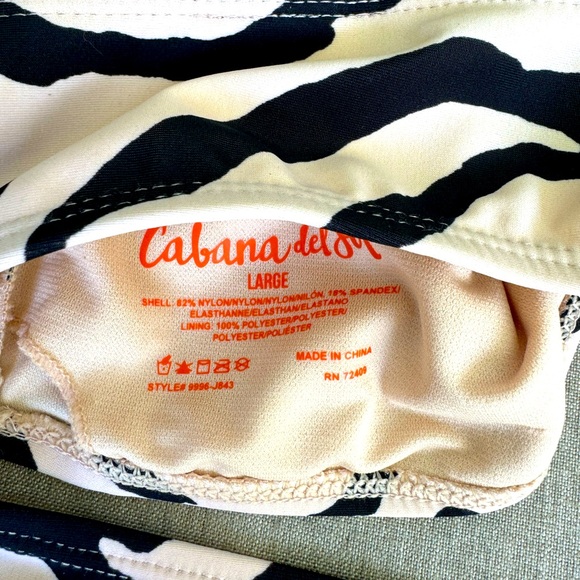 Cabana del Sol, Striped, Bikini, Size Large - Picture 3 of 4